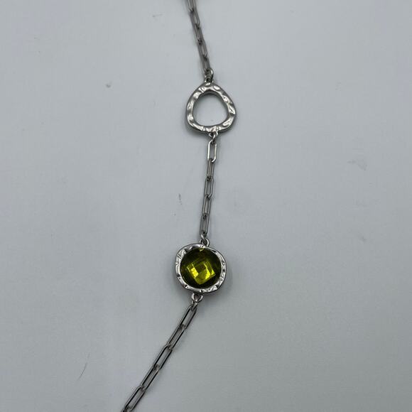 Lia Sophia Bezel Set Faceted Crystal Pink Green Yellow Silver Tone 42" - Picture 4 of 5